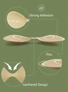 New Silicone Strapless Push Up Bra, Reusable And Invisible For Backless Dresses, Wedding Gowns, Swimwear - Apricot - View 2