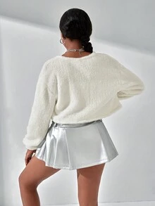 SHEIN Explorewe Teen Girls' Short Dual-Fleece Jacket - White - View 2