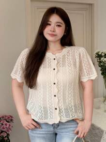 Dazy Petite Plus Plus Size Women's Solid Color Simple Daily Short Sleeve T-Shirt - Apricot - View 8