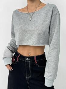 StreetHx Sudadera corta casual y sexy con hombros descubiertos, Top de manga larga