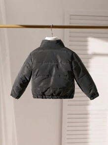 SHEIN Áo khoác đệm dài tay có cổ đứng kiểu dáng đơn giản bằng laser dành cho bé gái - Nhiều màu - Xem 2