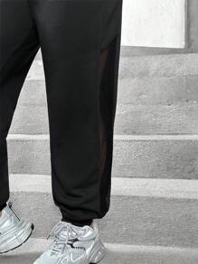 SHEIN Tween Girls Extended Size Mesh Panel Capri Leggings For Plump Girls