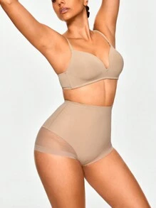 SHAPORA Shaping High-Waisted Mesh Shapewear Brief Body Shaper Butt Lifter-Tummy Waist Control - Khaki - View 4