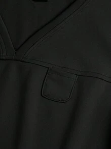 TaskEZ Plus Size Solid Color Simple Daily Short Sleeve Shirt And Pants Uniform Scrub Set - Black - View 12