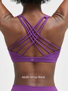 GLOWMODE FeatherFit™ Essential Multi-Strap Bra Light Support Low Impact Yoga Daily - Purple - View 3