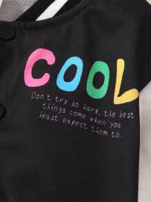 SHEIN Young Boy Cartoon Printed Baseball Jacket, Autumn/Winter Casual Sports Outdoor Coat, Warm And Comfortable Material, And Cozy Design