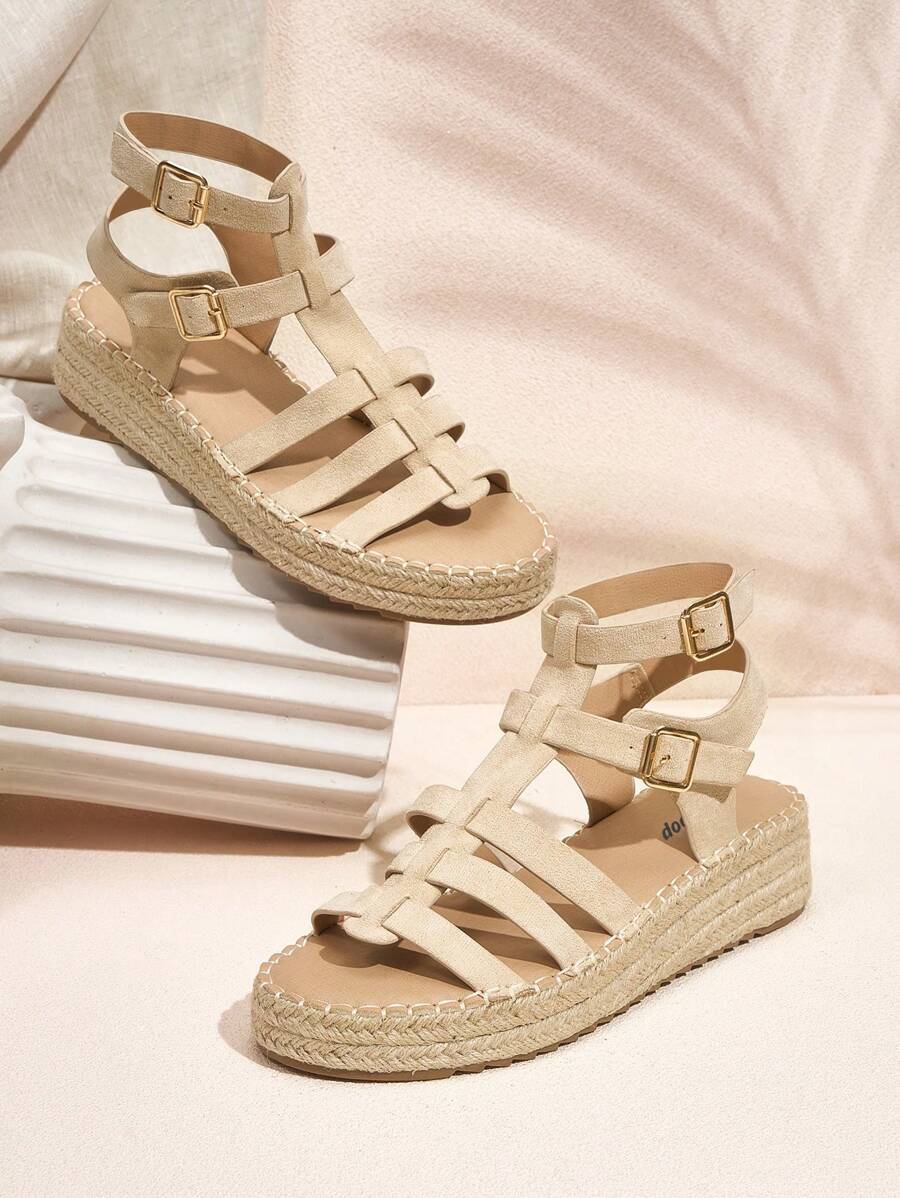 Styleloop Women'S Stylish Versatile Wedge Heel Thick Sole Sandals Vacation Shoes Summer Boho Feels Vintage Cottagecore Frenchy Shoes Halloween - Apricot - View 1