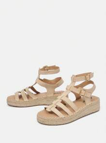 Styleloop Women'S Stylish Versatile Wedge Heel Thick Sole Sandals Vacation Shoes Summer Boho Feels Vintage Cottagecore Frenchy Shoes Halloween - Apricot - View 4