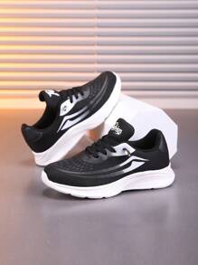 Breathable Lightweight Casual Children Sports Running Shoes, Summer - Black and White - View 6