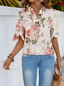 Summer Tops Summer Outfits Floral Print Casual Women Shirts Emery Rose Work Women Blouses Women Shirts Basic Shirt Teacher Outfits - Multicolor - View 1