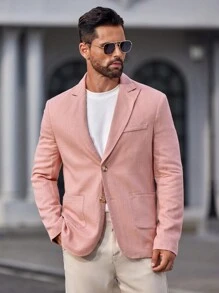 Manfinity VCAY Men's Woven Casual Blazer, Spring/Autumn Season - Pink - View 5