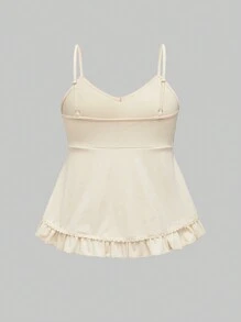 ROMWE Fairycore Women's Summer Casual Bee & Vine Embroidery Cottagecore Camisole - Apricot - View 4
