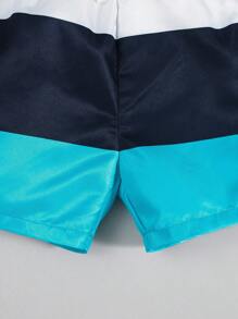 SHEIN Tween Boy Swim Shorts With Woven Pattern, Casual Style - White - View 5