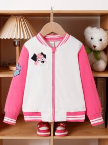 SHEIN Áo khoác dài tay thêu khăn thường ngày dễ thương dành cho các cô gái trẻ - Nhiều màu - Xem 2