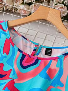 Breezaya Plus Size Full Print Ruffle Sleeve Dress