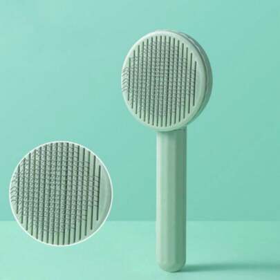 PETSIN 1入組不鏽鋼寵物梳，綠色脫毛美容刷，具有按摩功能，適用於貓咪