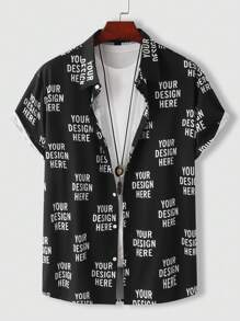 Manfinity Homme Camisa de verano de manga corta para hombres de talla grande con estampado de letras