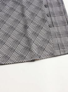 EARO French Retro Women Casual Minimalist Comfortable Daily Versatile Single-Breasted Houndstooth Pleated A-Line Skirt, High Cinched Waist Elastic Waist, Elegant Loose OL Professional Bodycon Skirt, Spring/Autumn - Black and White - View 5