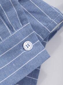 FRIFUL Women's Striped Printed Back Tie Long Sleeve Shirt - Blue - View 8