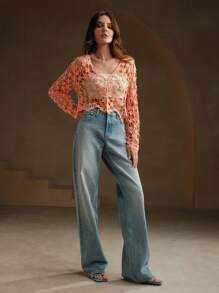 Anewsta Floral Commuter Hand Hook Shirt, Open Front - Pink - View 5