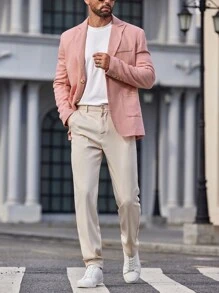 Manfinity VCAY Men's Woven Casual Blazer, Spring/Autumn Season - Pink - View 6