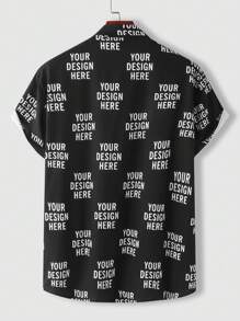 Manfinity Homme Camisa de verano de manga corta para hombres de talla grande con estampado de letras