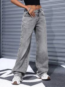 Jeanoix Women's Plain & Simple Casual Jeans - Light Grey - View 6