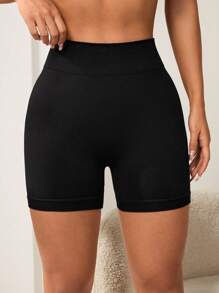 Gameset SHEIN Sport Quần short thể thao cạp rộng liền mạch - màu đen - Xem 5