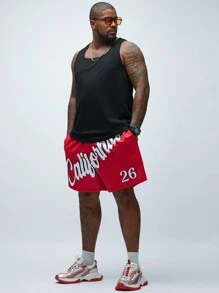 Manfinity VCAY 男款大尺碼休閒針織一件式印花背心,夏季