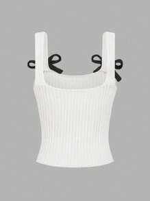 SHEIN Unity Sommer Damen Strick Cami Top Mit Schleife Dekoration - Verschiedenfarbig - Übersicht 2