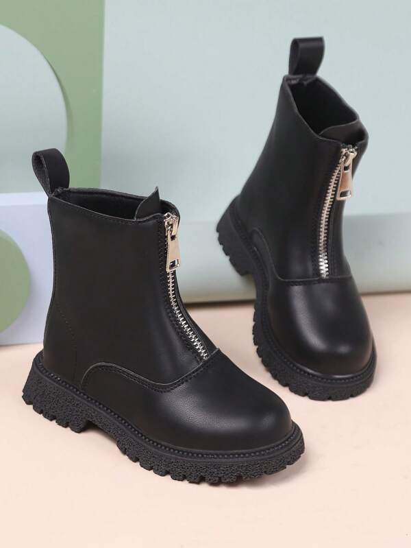 Kids' Black Fashionable Slip-On Casual Boots