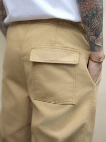 Manfinity Homme Jeans sueltos y de pierna recta de estilo retro americano para hombres, color caqui