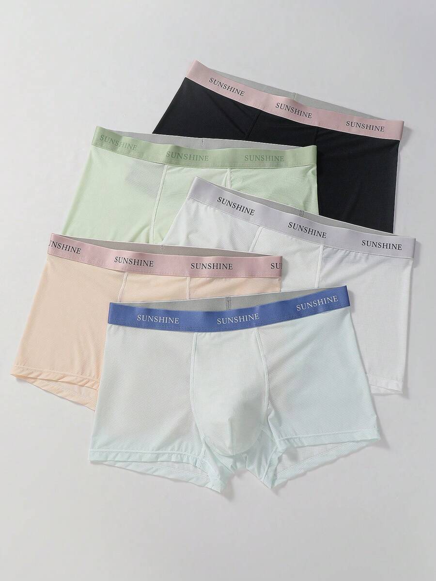 5 条装 青少年男孩简约弹力腰带纯色透气运动三角裤