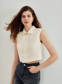 MOTF STUDIO BUTTON DETAIL PADDED SHOULDER BLOUSE