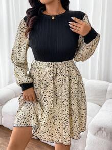 SHEIN Frenchy Vestito da donna floreale con patchwork in tessuto di grandi dimensioni