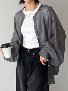 FRIFUL Women's Solid Color Simple Daily Wear Long Sleeve Shirt,Ruffle,Fall Clothes