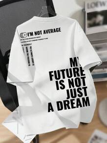SHEIN 'My Future Is Not A Dream', Teen Boys' Casual Simple Letter Print Round Neck Short Sleeve T-Shirt Suitable For Summer