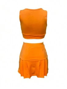 Lente/zomer nieuwe Europese en Amerikaanse sportieve sexy effen kleur vest-top en rokset