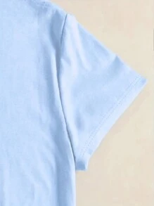 SHEIN T-shirt à manches courtes d'été à encolure ronde simple imprimé pour femmes, hauts graphiques pour femmes