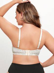Plus Size Letter Printed Bralette With Adjustable Straps And Wire, 1pc - Multicolor - View 3