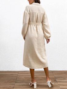 SHEIN Vestido casual de maternidad sólido con botones delanteros y cinturón
