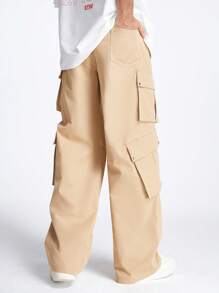 Manfinity VCAY Men's Loose Straight-Leg Woven Trousers - Khaki - View 7