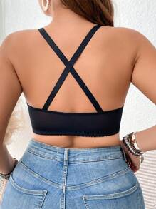 Plus Size Lace Underwired Push-Up Bra (1 Piece) - Black - View 2