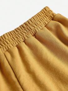 SHEIN Quần áo bảo hộ lao động dệt kim Tween Girl màu trơn có túi quần short thông thường - Nhiều màu - Xem 8