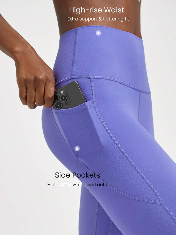 GLOWMODE 24" FeatherFit™ High-Rise Side Pocket Leggings Gym  Spring Summer - Periwinkle Blue - View 3