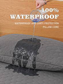 Standard Waterproof Pillow Protector With Zipper (2 Packs) - Anti-Insect And Anti-Allergenic Pillow Cover, Water-Resistant And Dustproof Pillowcase - Dark Grey - View 2
