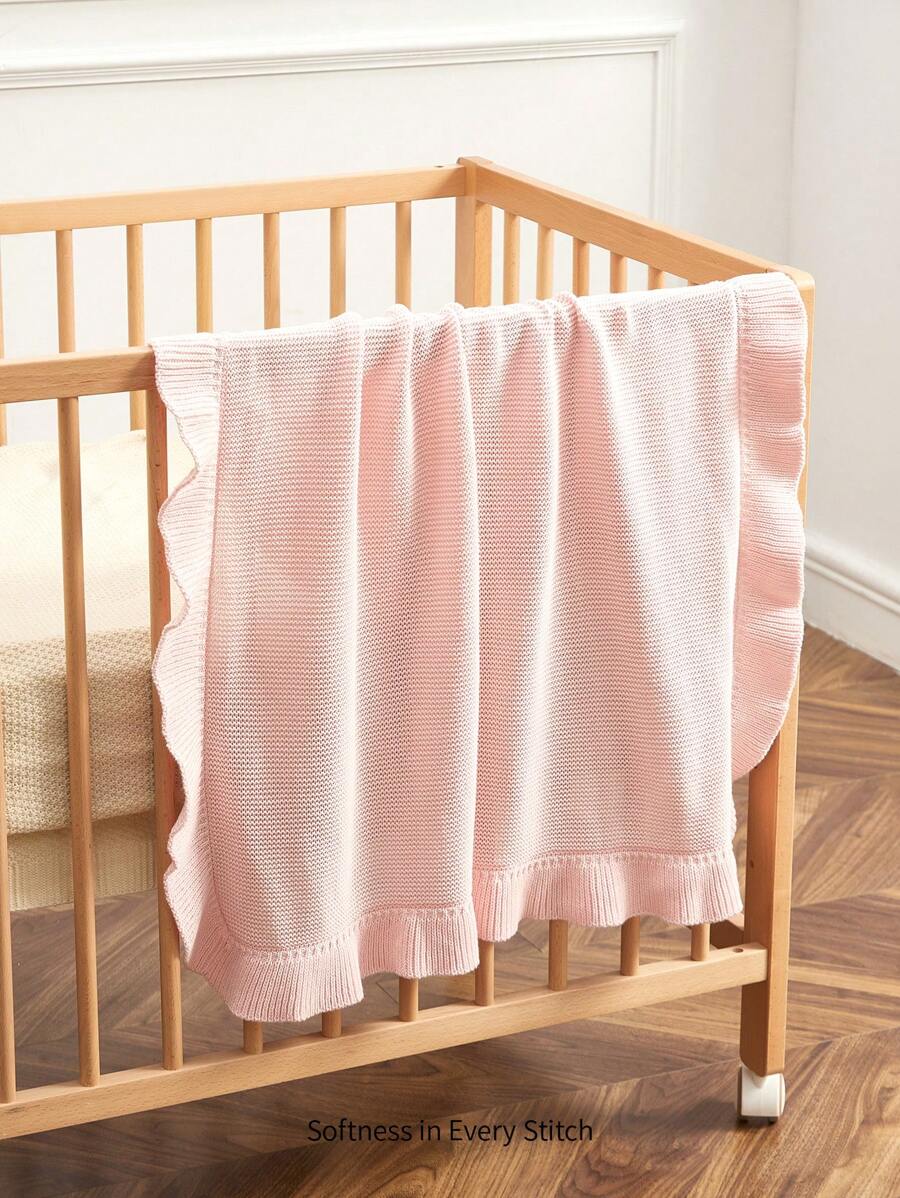 Solid Color Minimalist Knitted Baby Blanket For Daily Use Love Valentine - Baby Pink - View 1