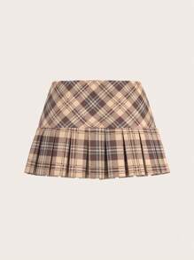 Sweetina Low-Waist Plaid Schoolgirl Style Bowknot Skirt
