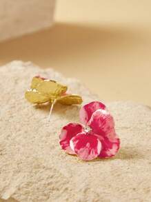 Anewsta Mạ vàng trước 18K - Hoa tai hoa hồng sơn dầu siêu tiên Valentine, Mẹ, Mẹ, Ngày của Mẹ, Quà tặng - Hồng - Xem 7