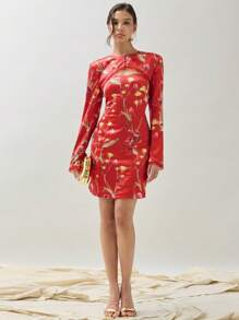 COSMINA Women's Random Printed Long Sleeve Top & Simple Daily Dress Set, 2pcs - Multicolor - View 3